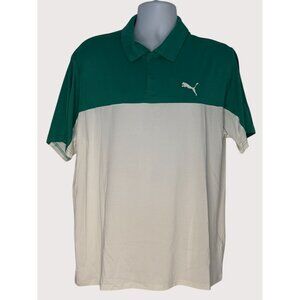 Puma Mens Sz XL Colorblock Polo‎ Golf Shirt Casual Sportswear Green/White